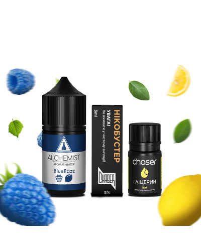 НАБОР ДЛЯ САМОЗАМЕСА ALCHEMIST 30 МЛ 50 МГ BLUERAZZ СО ВКУСОМ ГОЛУБОЙ МАЛИНЫ