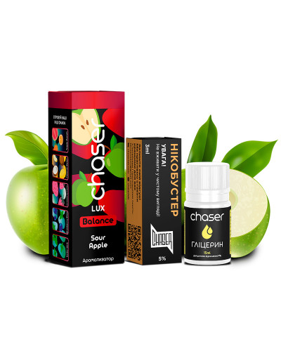 НАБІР ДЛЯ САМОЗАМІСУ CHASER LUX 30 МЛ "SOUR APPLE" ЗІ СМАКОМ КИСЛОГО ЯБЛУКА