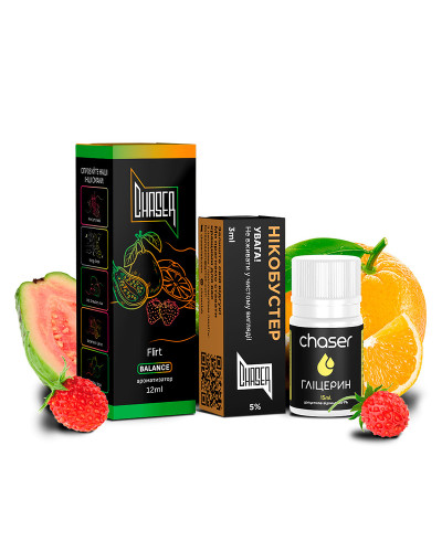 НАБІР ДЛЯ САМОЗАМІСУ CHASER BLACK 30 МЛ "FLIRT" ЗІ СМАКОМ АПЕЛЬСИНА ГУАВИ СУНИЦІ