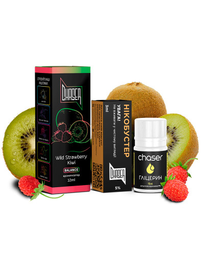 НАБІР ДЛЯ САМОЗАМІСУ CHASER BLACK 30 МЛ "KIWI WILD STRAWBERRY" ЗІ СМАКОМ СУНИЦІ ТА КІВІ