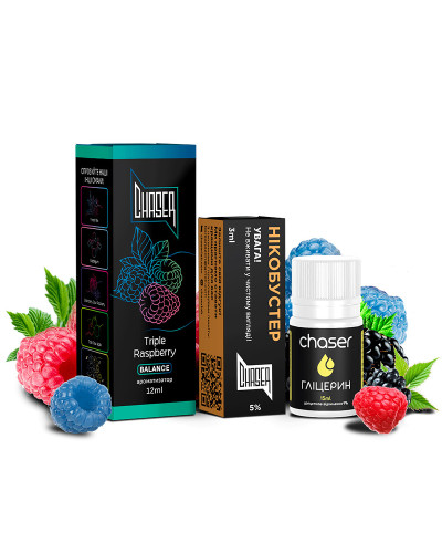 НАБОР ДЛЯ САМОЗАМЕСА CHASER BLACK 30 МЛ "TRIPLE RASPBERRY" СО ВКУСОМ ТРИ СОРТА МАЛИНЫ