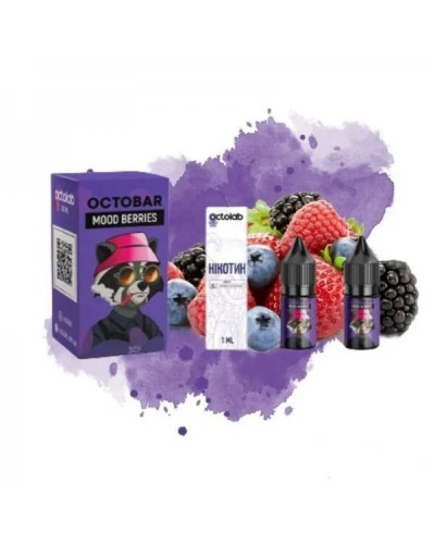 НАБІР ДЛЯ САМОЗАМІСУ OCTOBAR NFT 10 МЛ 50 МГ MOOD BERRIES ЗІ СМАКОМ ВИШНІ ПОЛУНИЦІ ТА ЧОРНИЦІ