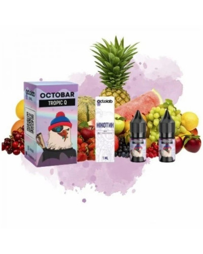 НАБОР ДЛЯ САМОЗАМЕСА OCTOBAR NFT 10 МЛ 50 МГ TROPIC Q СО ВКУСОМ ТРОПИЧЕСКОГО МИКСА С ХОЛОДКОМ