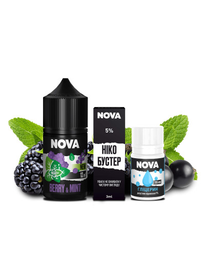 НАБОР ДЛЯ САМОЗАМЕСА NOVA 30 МЛ 50 МГ BERRY MINT СО ВКУСОМ ЯГОД С МЯТОЙ