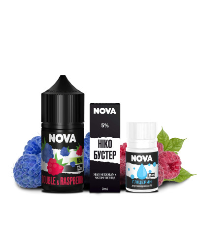 НАБІР ДЛЯ САМОЗАМІСУ NOVA 30 МЛ 50 МГ DOUBLE RASPBERRY ЗІ СМАКОМ ПОДВІЙНОЇ МАЛИНИ