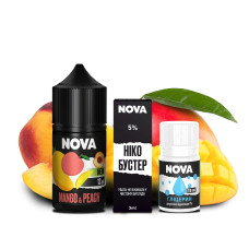 НАБОР ДЛЯ САМОЗАМЕСА NOVA 30 МЛ 50 МГ MANGO PEACH СО ВКУСОМ МАНГО И ПЕРСИКА