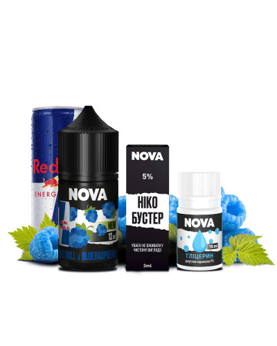 НАБОР ДЛЯ САМОЗАМЕСА NOVA 30 МЛ 50 МГ REDBULL BLUERASP СО ВКУСОМ ЭНЕРГЕТИКА И ГОЛУБОЙ МАЛИНЫ