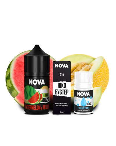 НАБІР ДЛЯ САМОЗАМІСУ NOVA 30 МЛ 50 МГ WATERMELON MELON ЗІ СМАКОМ КАВУНА ТА ДИНІ