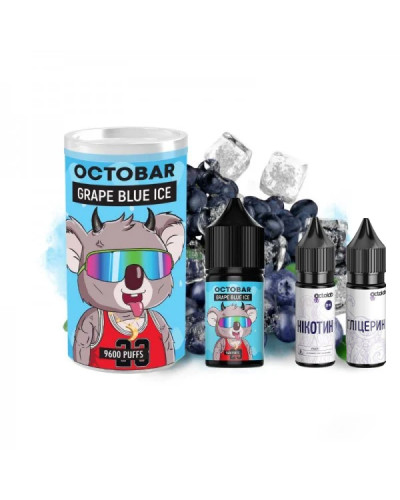 НАБІР ДЛЯ САМОЗАМІСУ OCTOBAR NFT 30 МЛ 50 МГ GRAPE BLUE ICE ЗІ СМАКОМ ВИНОГРАДА ТА ЧОРНИЦІ