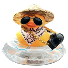 Cool Duck Желтый утенок в шляпе с камерой и кругом для плавания