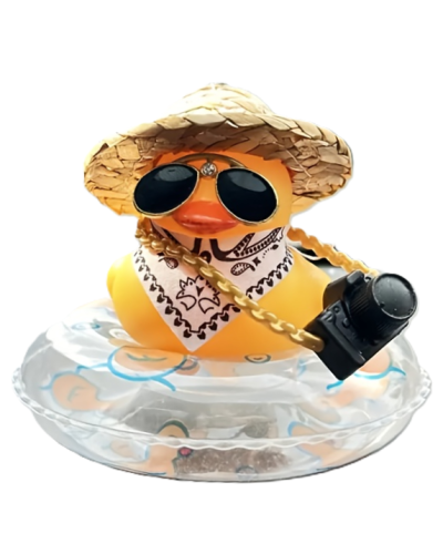 Cool Duck Желтый утенок в шляпе с камерой и кругом для плавания