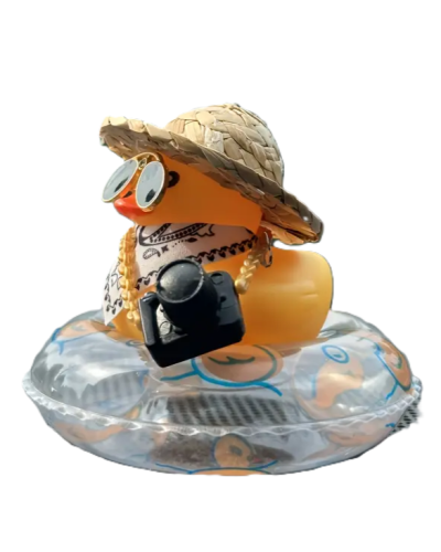 Cool Duck Желтый утенок в шляпе с камерой и кругом для плавания