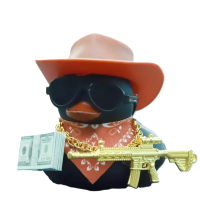 Cool Duck Черный утенок ковбой в шляпе с винтовкой
