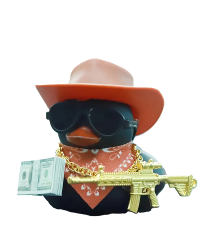 Cool Duck Черный утенок ковбой в шляпе с винтовкой
