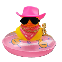 Cool Duck Желтый утенок в шляпе с розовым кругом для плавания