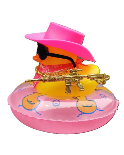 Cool Duck Желтый утенок в шляпе с розовым кругом для плавания