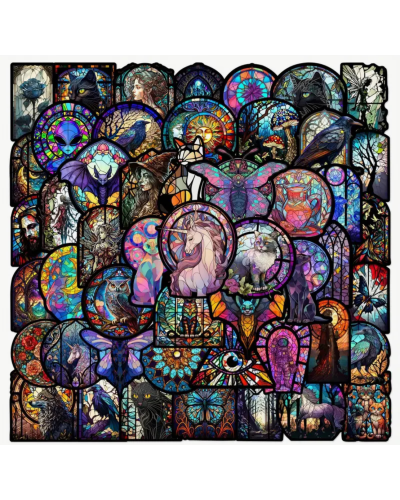 Набір стікерів "Stained Glass" 50 шт