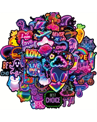 Набір стікерів "Cute Neon" 50 шт