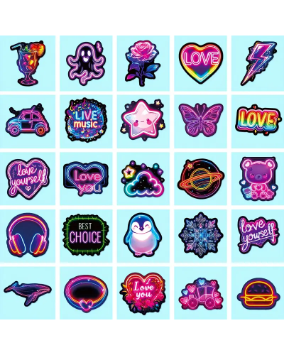 Набір стікерів "Cute Neon" 50 шт