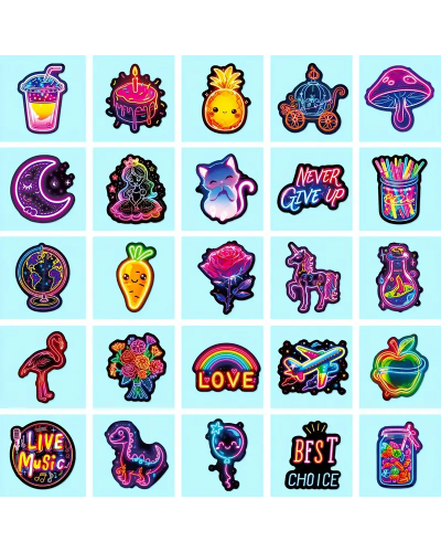 Набір стікерів "Cute Neon" 50 шт