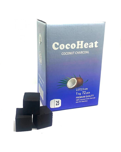 УГОЛЬ КОКОСОВЫЙ COCOHEAT 1 КГ (72 КУБИКА) 25 ММ