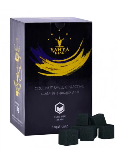 Уголь кокосовый Coco Yahya Elegance King , 1кг (72 КУБИКА) 25 ММ