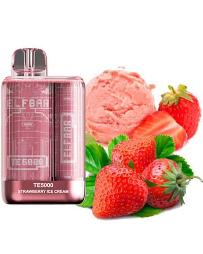 Одноразка ELF BAR TE5000 затяжек "Strawberry Ice Cream" со вкусом клубничное мороженое