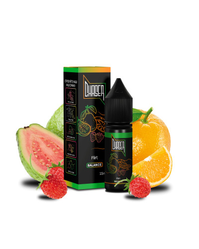 ЖИДКОСТЬ CHASER BLACK BALANCE 15 МЛ 50 МГ "FLIRT" СО ВКУСОМ АПЕЛЬСИНА ГУАВЫ И ЗЕМЛЯНИКИ