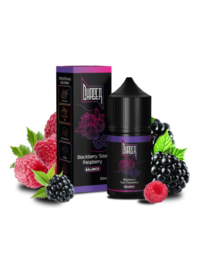 ЖИДКОСТЬ CHASER BLACK BALANCE 30 МЛ 50 МГ "BLACKBERRY SOUR PASPBERRY" СО ВКУСОМ ЕЖИВИКИ И КИСЛОЙ МАЛИНЫ